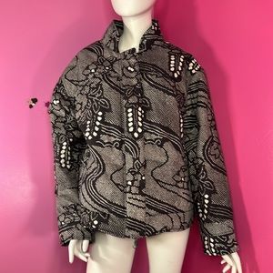 Free People Bunny Slope Printed Puffer Ski Jacket Coat Black size medium